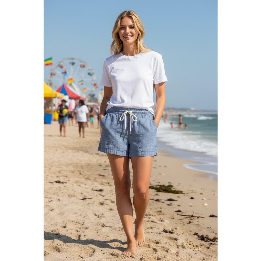 Athleta Light Blue Drawstring Casual Shorts
